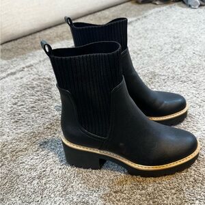 DV by Dolce Vita Black Ankle Boots with Tan Sole